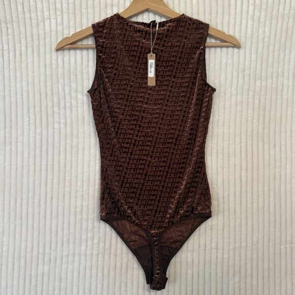 SKIMS Velvet Logo Bodysuit Color Chestnut Brown Womens Size XS NWT - Picture 3 of 9